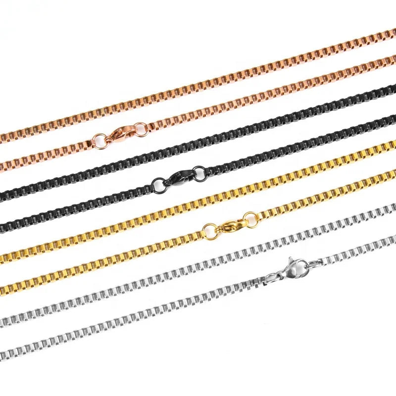 Factory Direct Stainless Steel Box Chain Fashion Titanium Steel Necklace Pin Bare Chain Wholesale