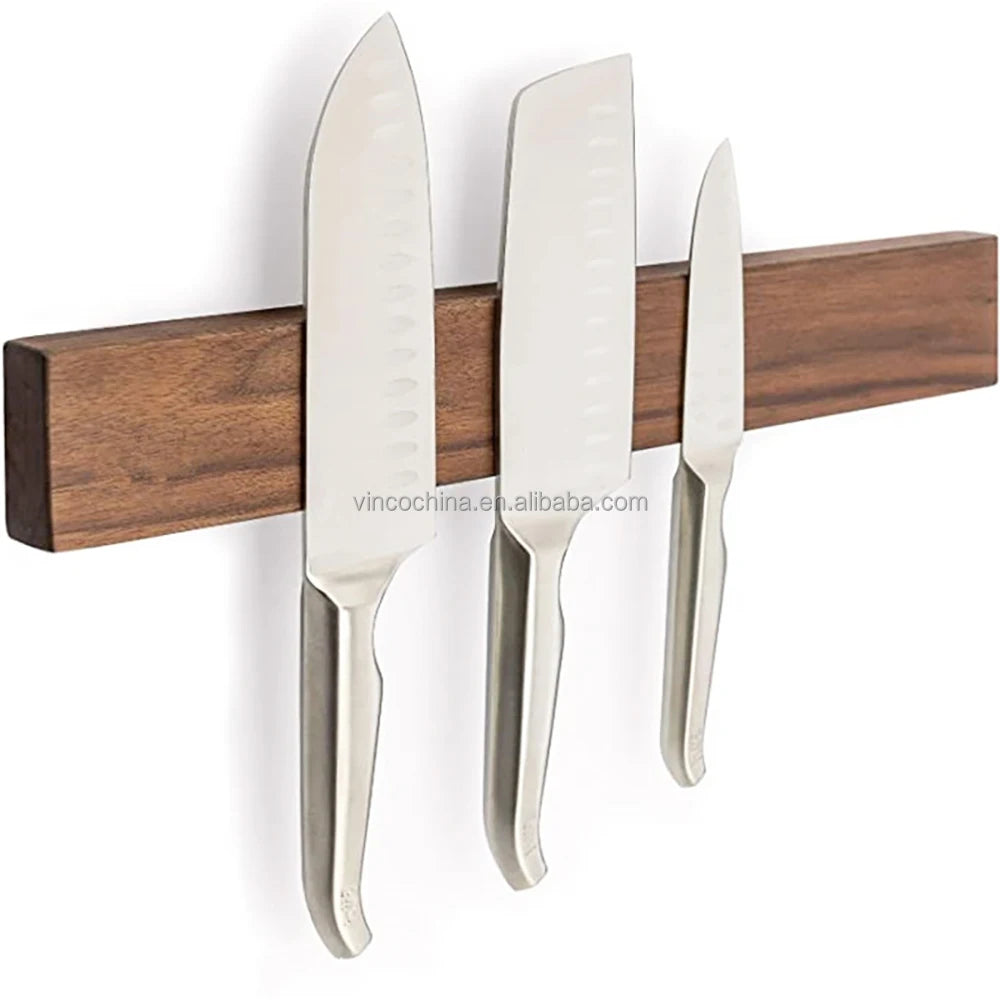 Kitchen Acacia Wood / Black Walnut / Bamboo Magnetic Knife Strip Rack Bar Magnetic Knife Holder for Wall