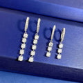 925 Sterling Silver Tassel Chain Earring Round Cubic Zirconia CZ Tennis Chain Earrings