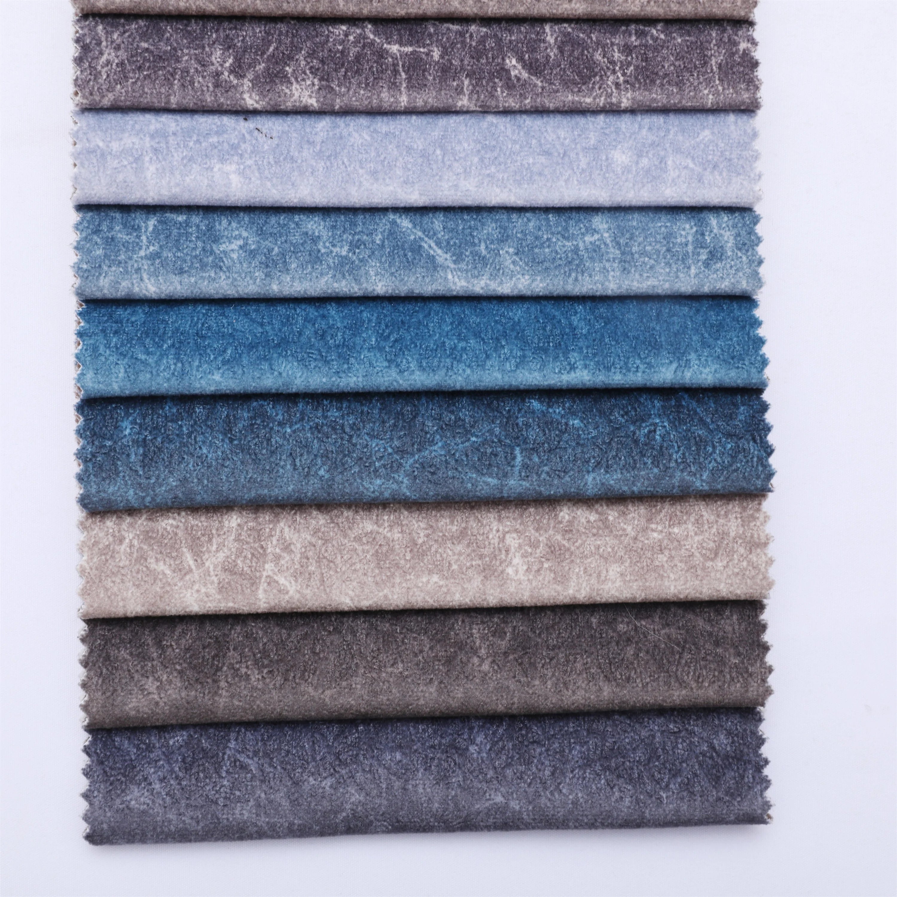 Wholesale Holland Velvet Print Embossed Sofa Fabrics for Upholstery Furniture Home Decorate Fabric Backing 160gsm Fleece
