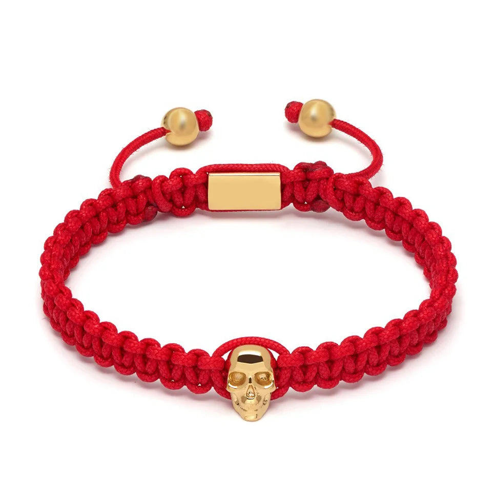 Goldix Jewelry Men's Stylish Gold Skull Adjustable Woven String Cord Bracelet Customizable Black Rope Braided NS Hot Christian