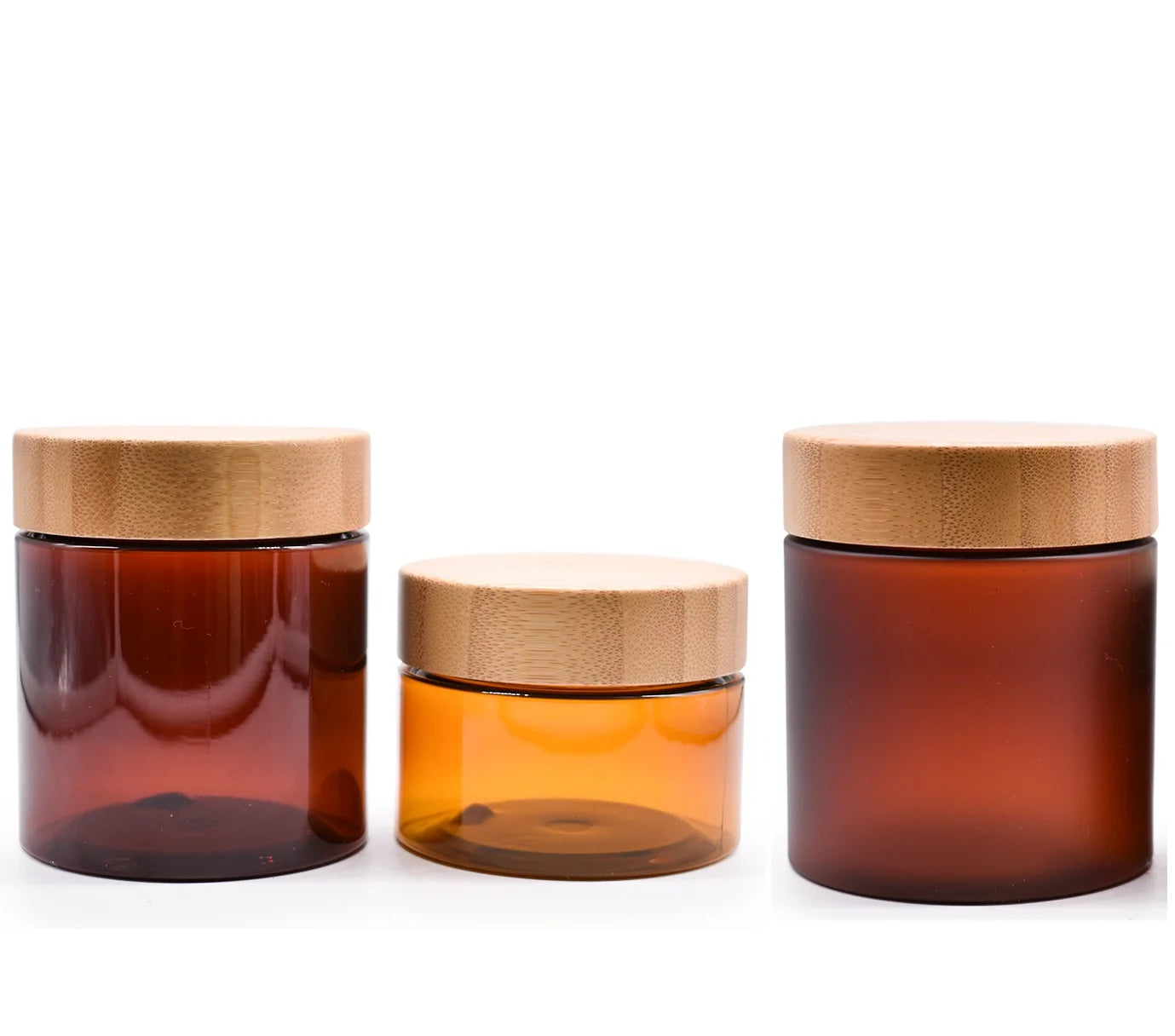 8oz Amber Frosted Transparent Cosmetic Body Butter Container  50g150g 250g 500g Plastic Jars with Bamboo Lid
