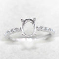 Semi Mount Ring 6*8mm Sterling Silver Empty Frame Blank Support Claws Setting S925 Base Hold Without Center Stone for DIY Inlay
