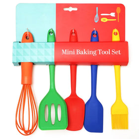 Food Grade Silicone Mini Kids Kitchen Utensils Set 5-Piece Eco-Friendly Cooking & Baking Tools with Cake Decorating Kit