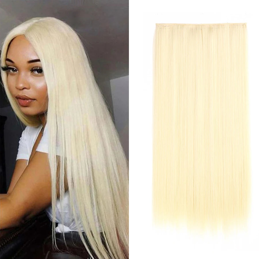 AliLeader 44 Colors 120g 24 Inch Long Straight Heat Resistant Fiber Clip in Synthetic Hair Extension for Black Women
