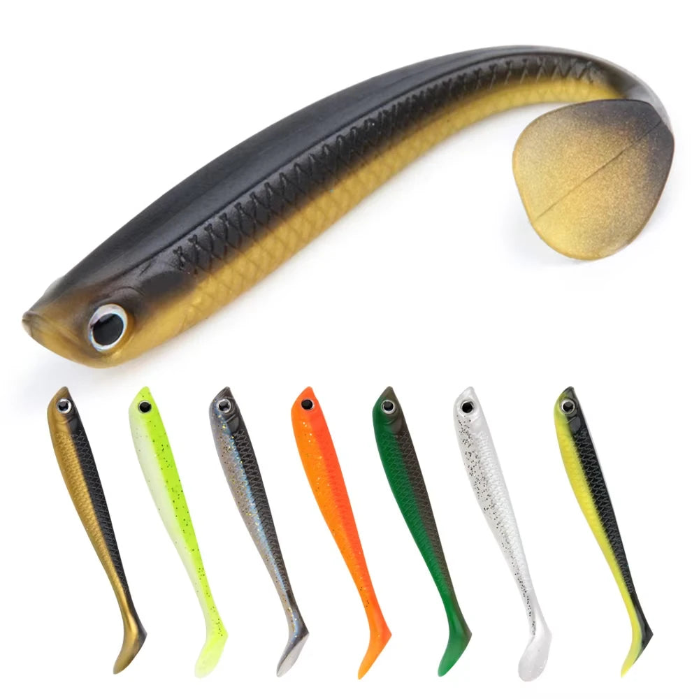 Spinpoler Soft Lure 55mm 80mm 95mm Fishing Lure Shad Artificial Bait Paddle T-Tail Wobbler Swimbait for Bass Pike Fishing Tackle