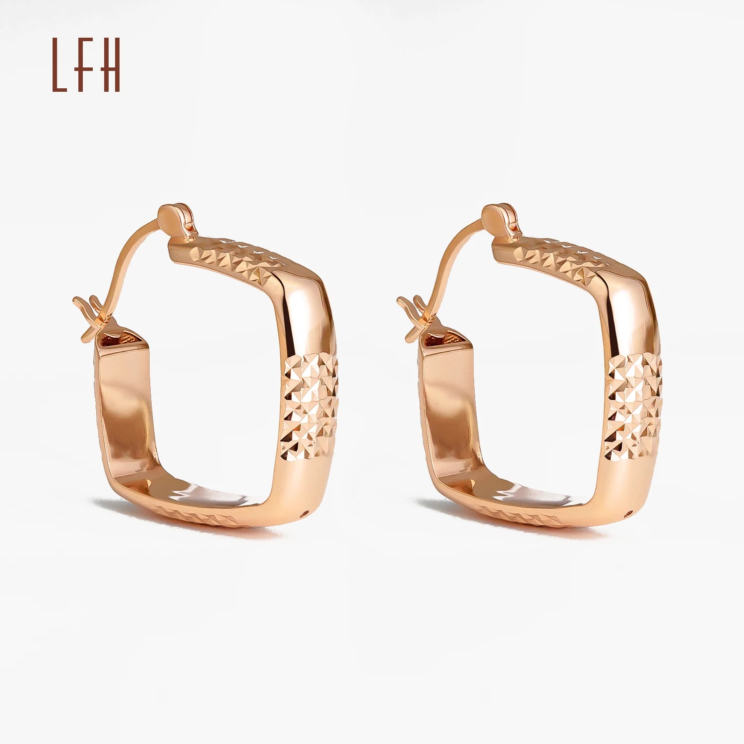 Geometric Wedding Large Jewellery Wholesale Jewelry Women 18k Pure Gold Earrings square Hoop 18k Gold Real Jewelry