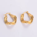 18K Gold Plated C-Shaped Twisted Hoop Earrings Trendy Stainless Steel Pendientes De Acero Inoxidable Moda