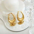 New Trendy Earring 18K Gold Plated Oval Hollow U Hoop Earrings for Women Stainless Steel Earrings Fashion Jewelry Wholesale