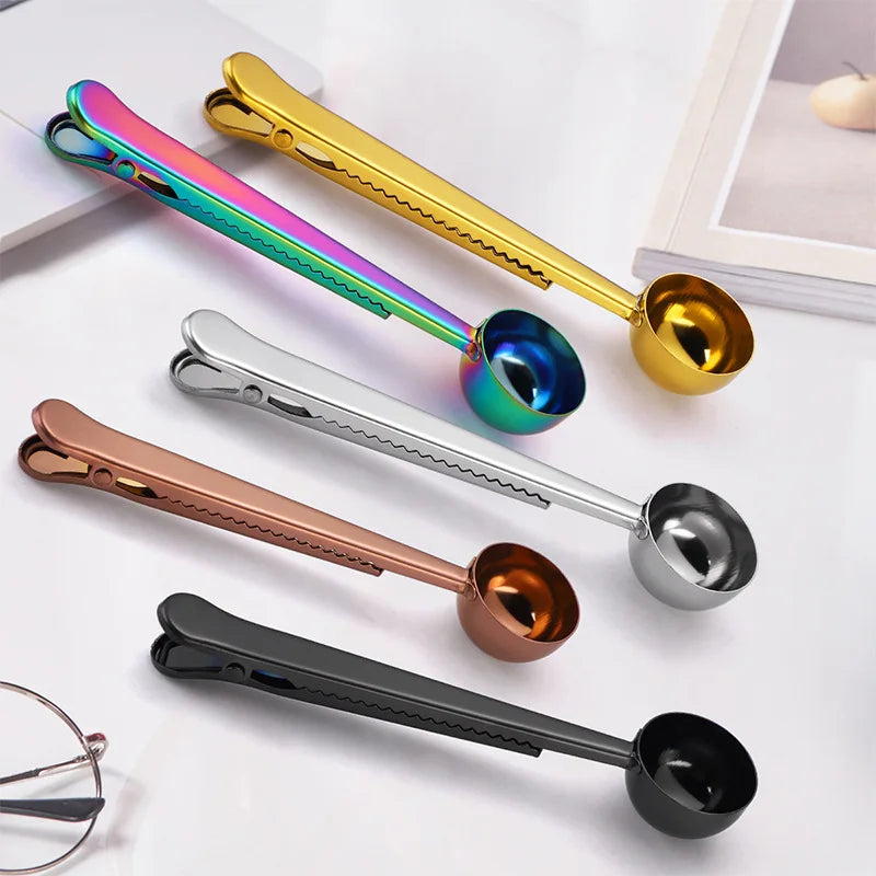 Hot Sale 18/0 Stainless Steel Tea Coffee Measuring Spoon Custom logo Stainless Steel Coffee Clamp Spoon