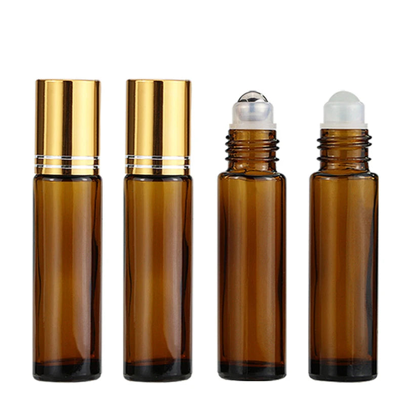 Guangzhou Litai Essential Oil Roller Bottles 10ml Amber Glass Roll on Bottles for Perfume
