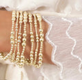 Go2boho Women's Fashion Jewelry Wholesale Gold Plated Beads Stretch Bangles Friendship 18K Gold Filled Plated Beaded Bracelets