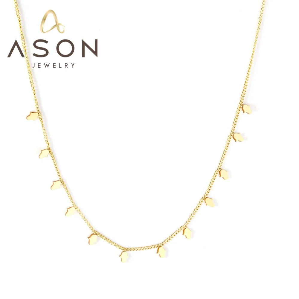 Ason Jewelry Factory Direct Sale Women Fashion Necklace Stainless Steel Gold Color Charm Necklace