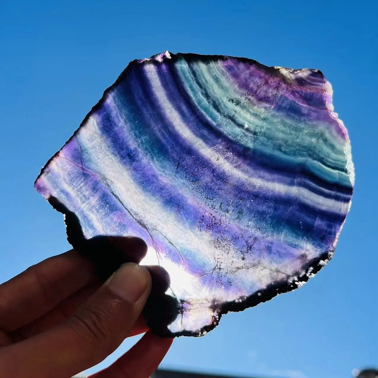 Wholesale Price Natural Rainbow Fluorite Slice Carvings for Decoration Healing Crafts Reiki Quartz Crystal