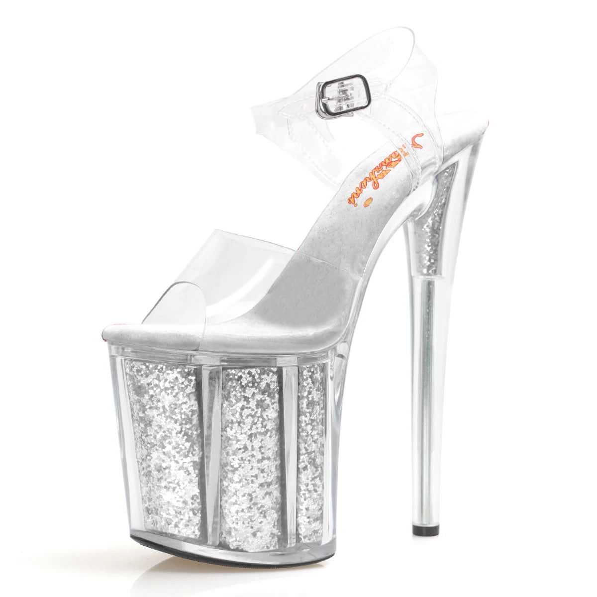 Black 20 cm Thin Heel Banquet Pole Dance High Heels Summer Leaky Toe Sandals Model Catwalk Fashion Women's Shoes