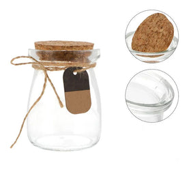 Mini Yogurt Pudding Bottle and Transparent Glass Bottle With Wooden Cork Organizational Bottle