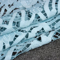 Classic Heavy Sky Blue Cord Embroidered Floral Fancy Dress Lace Fabric