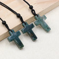 20x30mm Indian Agate Cross Necklace for Men Crystal Cross Necklace for Women Corss Pendant Necklace Religious Jewelry Gifts
