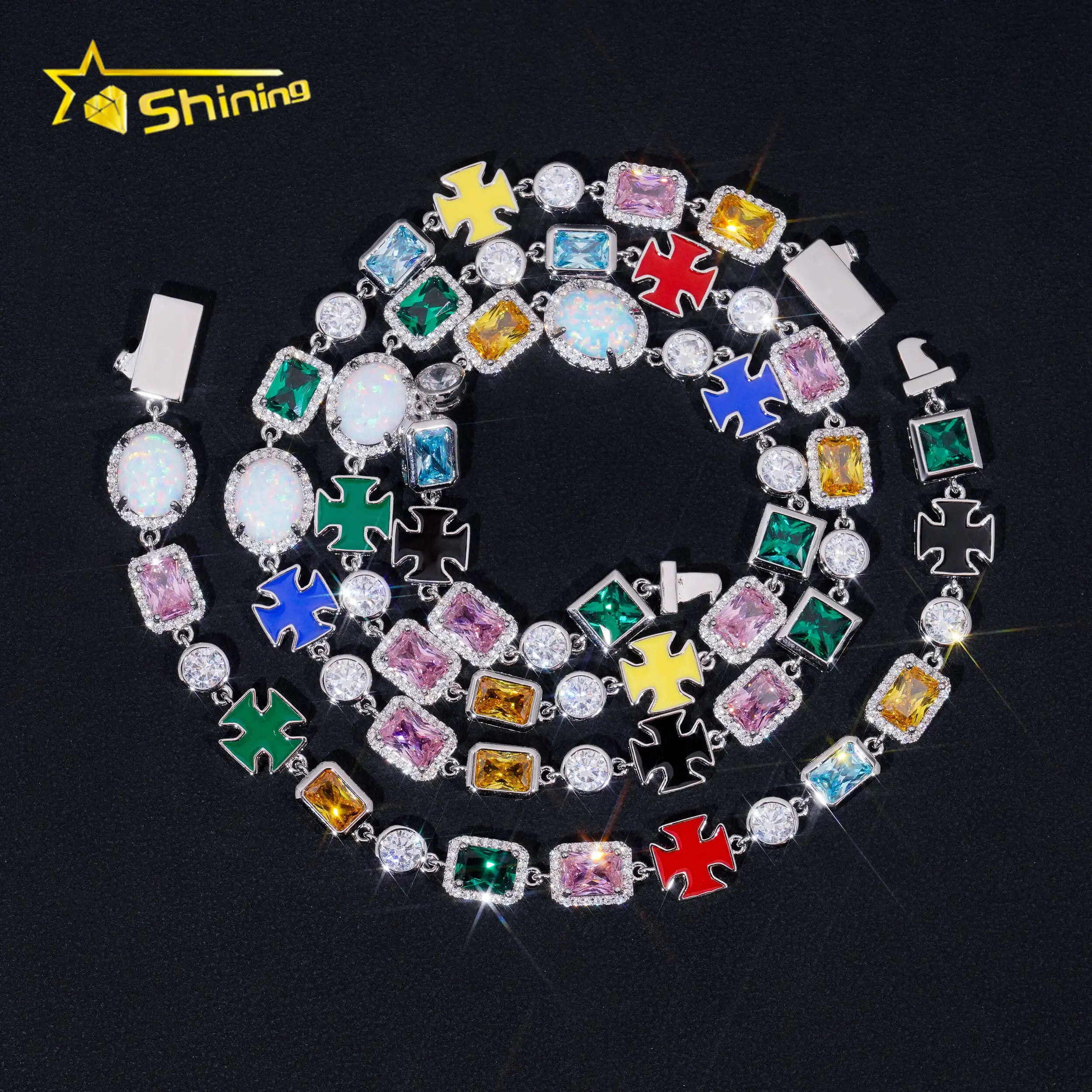 Wholesale Price Hot Sale Dropshipping Colorful Necklace Brass Cubic Zirconia  Opal Chain Fine Jewelry