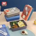 Haixin 3 Compartment 1100ml Lunch Box Microwave Safe Plastic Food Fruit Salad Bento Lunch Box with Cutlery and 30mlSauce Cup