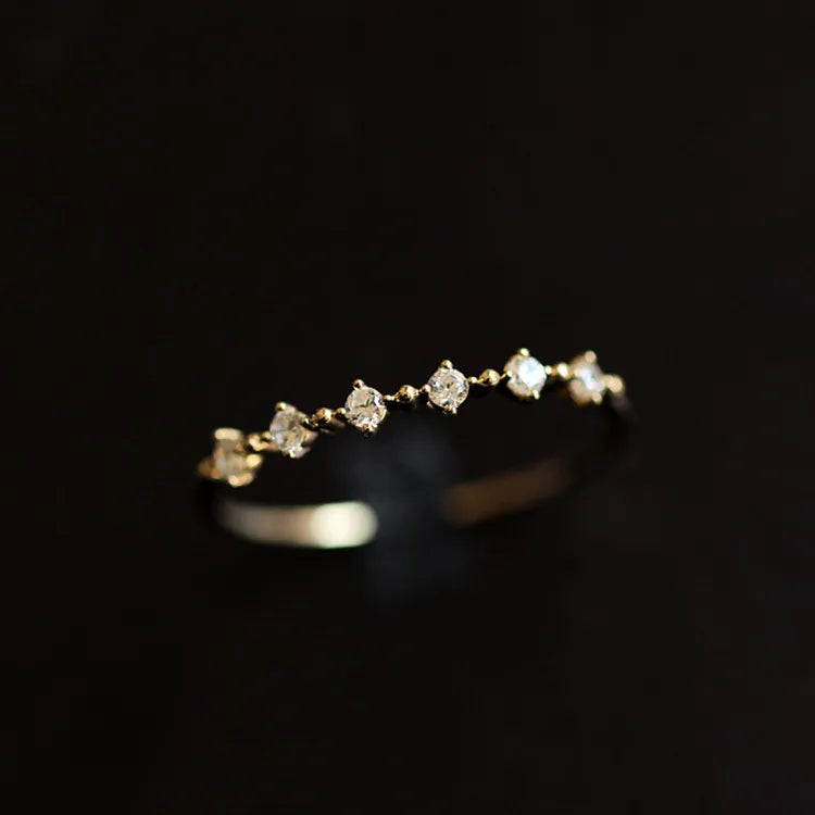 Simple Fashion Trendy Gold Plated 925 Sterling Silver White Zircon Diamond Engagement Finger Rings for Women Jewelry