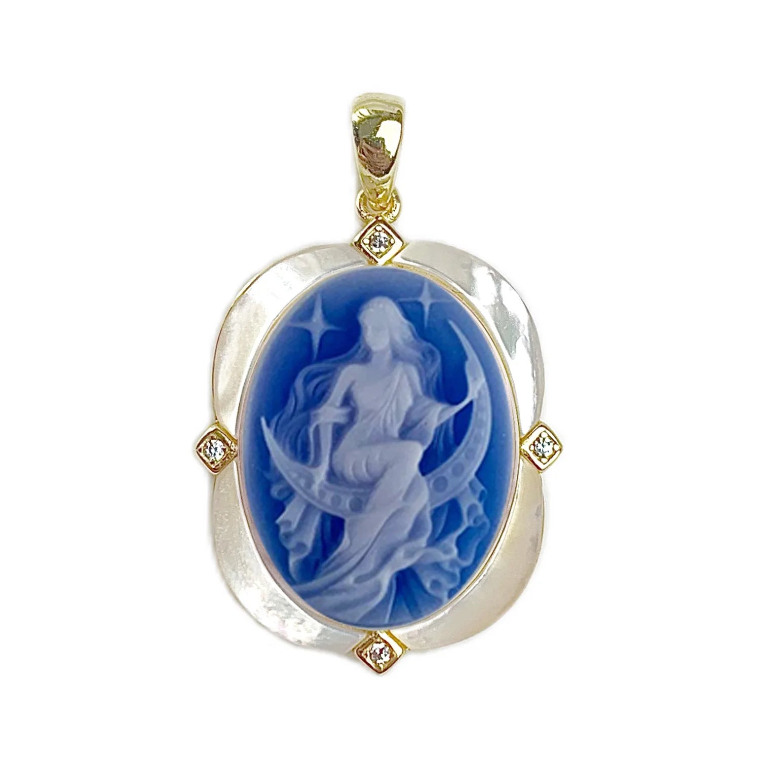 Heizun Factory Hight Quality Wholesale Cameo Agate Carving 925 Silver Pendent Pendant Necklace for Women Trendy