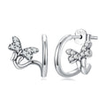 925 Sterling Silver Women's Fine Jewelry Fashionable Butterfly Stud Earrings with Geometric Design-SCE1481