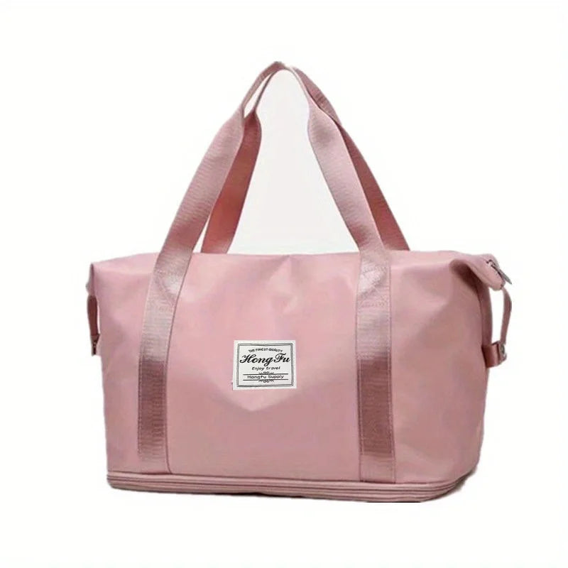 Unisex Large Capacity Foldable Shoulder Duffle Gym Tote Handbag Waterproof Travel Bag with Zipper Closure Fashion Style