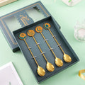 304 Stainless Steel Creative Star Moon Dessert Cake Spoon Coffee Stirring Ice Spoon 4 Pieces Ramadan Cutlery Gift Box Set