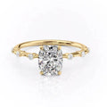 Custom Natural Dainty Solid 14k Yellow Gold Halo Brilliant Diamond Solitaire Wedding Engagement Ring for Women