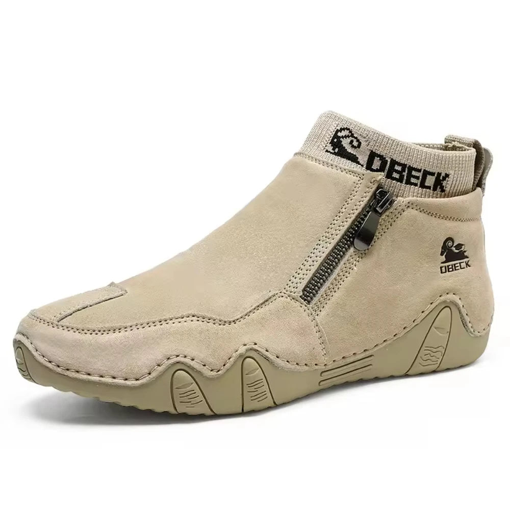 New Vintage Leather Boots Men's Large Microfiber Leather Ankle Durable Outdoor Casual Shoes Other Trendy Large Size Casual Boots