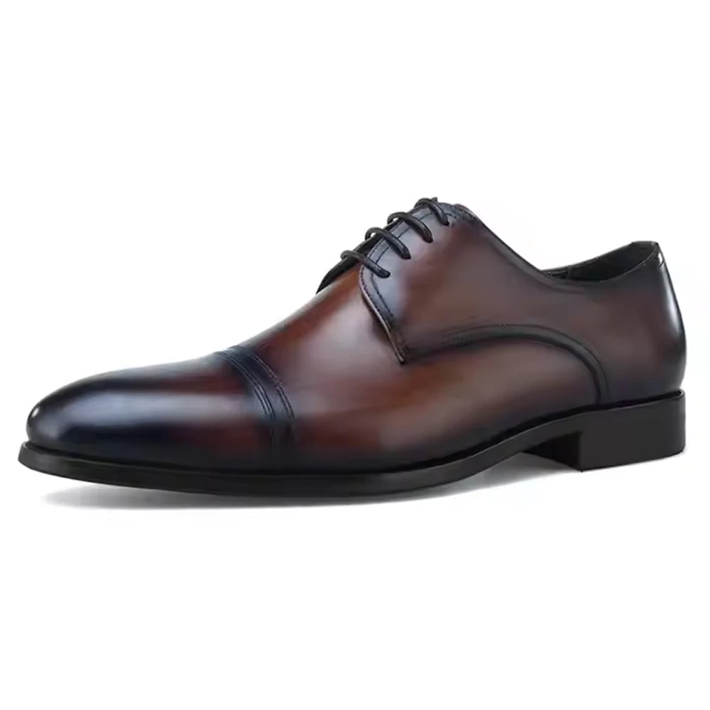 Vintage Original Design Classic Full Grain Leather Formal Derby Shoes Breathable Waterproof Dress Oxfords Anti-Slippery Office