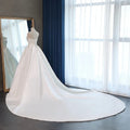 Classic Dimensional Cut Slimming Bridal Satin Trailing Wedding Dress with Lace up Back and Draped Decoration for Women 2026