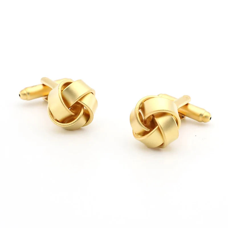 Wholesale Mat Gold Love Knot Elegant Cufflinks Custom Mens Suit Shirt Fashion Accessory Wedding Tuxedo Trendy Jewelry Gift Set