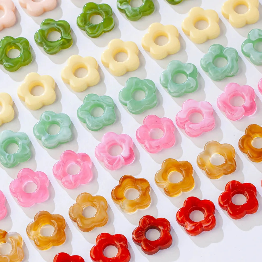 Dainty 19-20mm Colorful Acrylic Beaded Handmade Dyeing Hollow Petal Flower Beads Charm for DIY  Making Jewelry Accessories