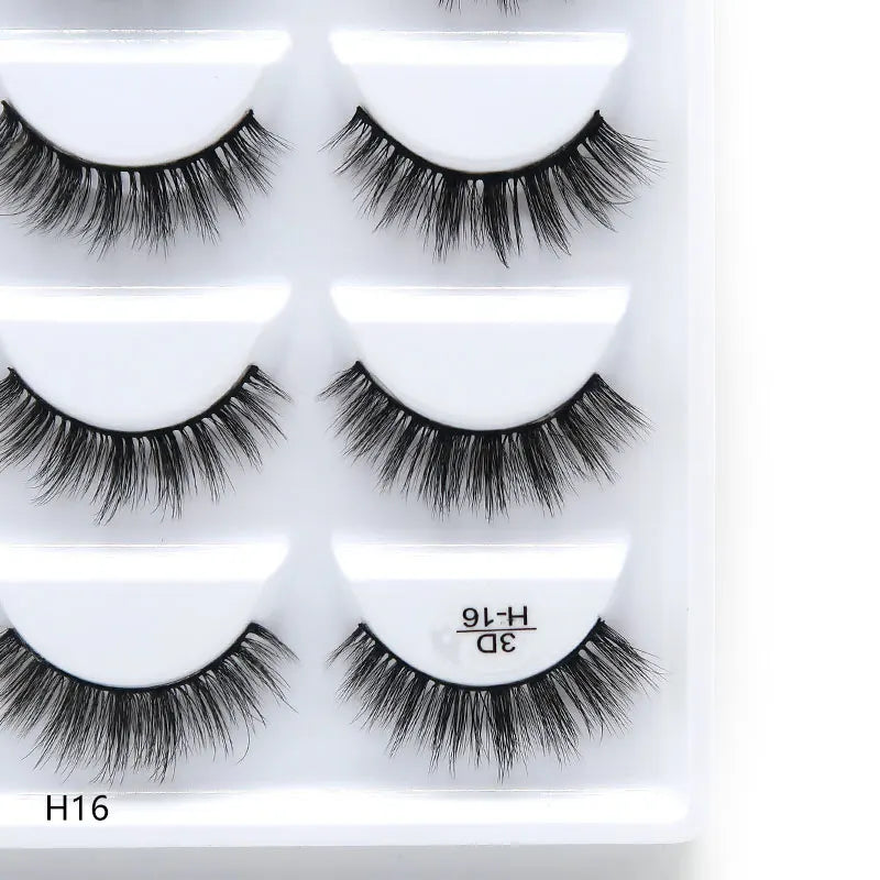 Top Quality H Series 16 Style 5pairs/tray 3D Silk False EyeLashes 5 Pairs Handmade 3D Natural Long Fake Eyelashes MegaBDM