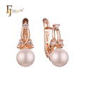 FJ Fallon Fashion Jewelry Pearl Cluster Earrings Plated in Rose Gold Brass Based