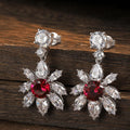 Holycome Round Red Ruby with Moissanite Fashion Jewelry Women Earrings 925 Silver Stud Earrings