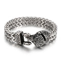 KALEN 220mm Men Punk Stainless Steel Snake/Eagle/Wolf Head Clasp Links Bracelet