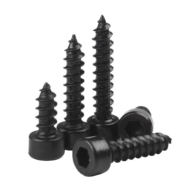 M2 M2.6 M3 M3.5 M4 M5 M6 Black Zinc Coating Stainless Steel 304 Allen Wood Screws Hex Socket Cap Head Self Tapping Screws