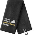 Factory Supplied Ultra Absorbent Custom Embroidery Logo Microfiber Waffle Golf Towel With Iron Hook Sports Golf Cleaning Towel