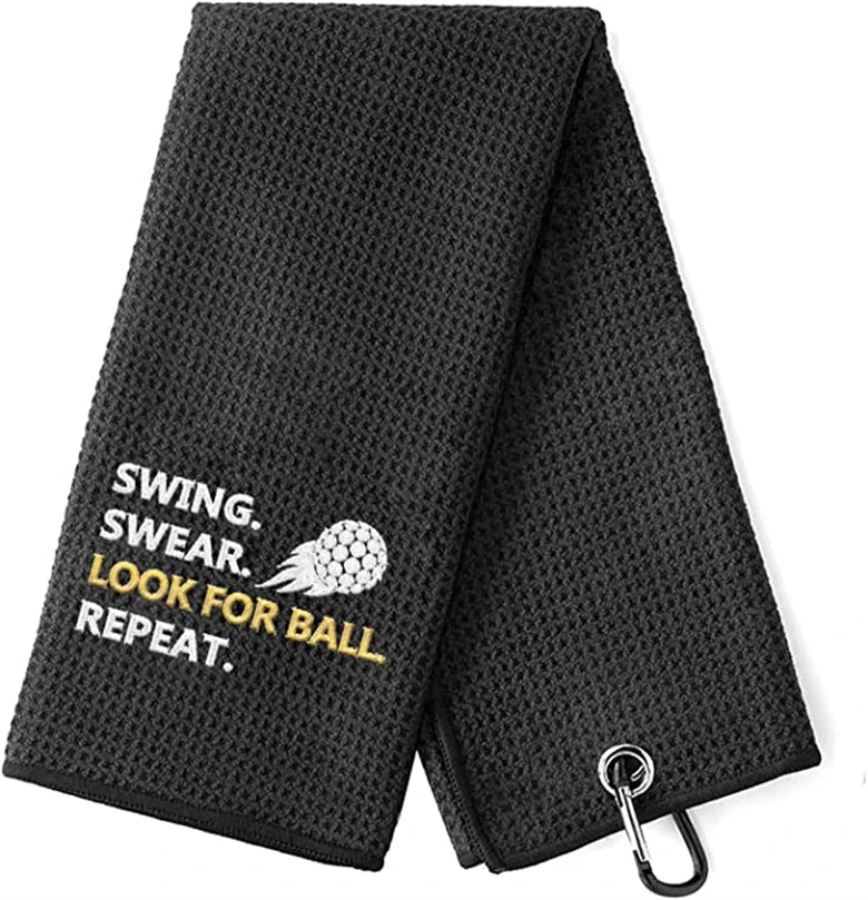 Factory Supplied Ultra Absorbent Custom Embroidery Logo Microfiber Waffle Golf Towel With Iron Hook Sports Golf Cleaning Towel
