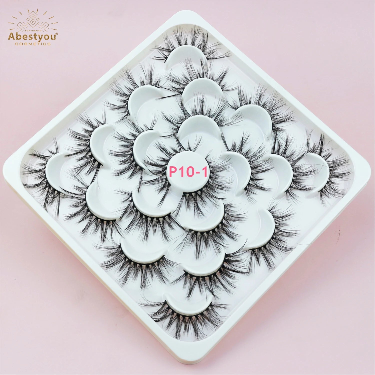 Abestyou Natural Russian Strip Lashes Full Strip Fluffy D Curl Furry 10 Pairs Segmented Eyelashes Natural Fake Eyelashes