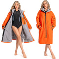 Custom Unisex Windproof Outdoor Jacket Hooded Coat Long Sleeves Fleece Lined Waterproof Swimming Changing Robe Surf Poncho