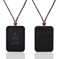 New Arrival Health Necklace Sitting Buddha Rectangular Sunflower Lava Stone Charm Nano Quantum Energy Negative Ions Gift Unisex