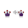 QX Custom OEM Fine Jewelry 925 Sterling Silver Rhodium Plated Crown Stud Women Kids Earrings