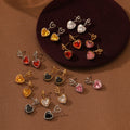 Heart Gift Jewelry for Valentine's Day Women Love Zircon Drop Earrings Luxury Gold Plated Stainless Steel Earrings Wedding Party