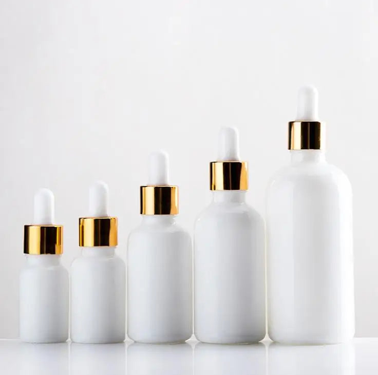 10ml 15ml 30ml 50ml 100ml White Porcelain Dropper Bottle With Gold/silver/black Dropper for Cosmetics