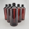 Cylinder Amber Plastic Bottle 16 oz for Liquid Syrup with CRC Cap