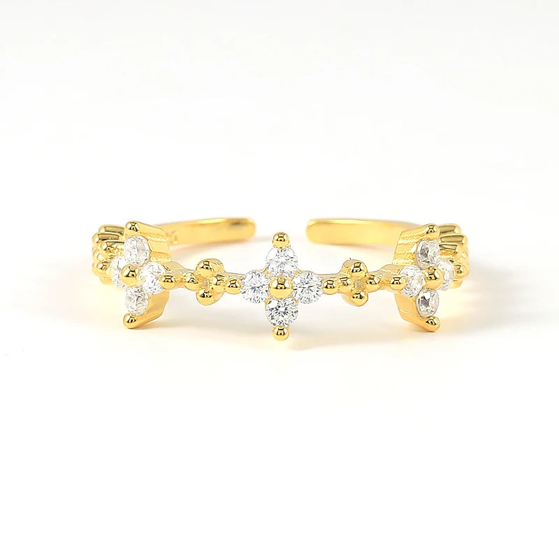 ROXI S925 Sterling Silver INS All-match Mini Light Luxury Zircon Flower Ring